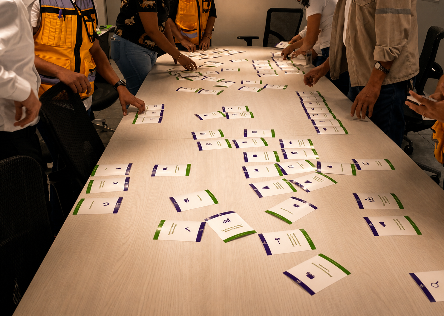 Sesión de capacitación con tarjetas del Método Quu